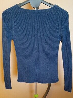 EXPRESS BLEUS Ribbed Scoop Neck Sweater in Denim Blue SIZE L